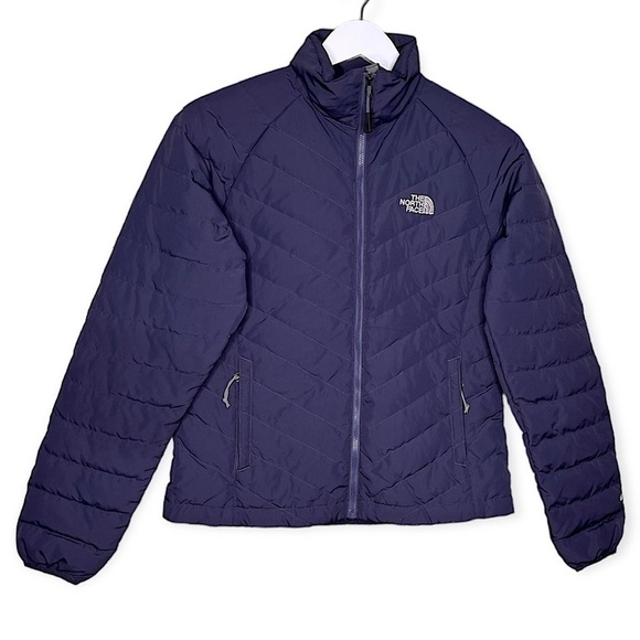 The North Face‎ Women’s 550 Flare Goose Down Full Zip Jacket Dark Purple Blue XS - Picture 1 of 12
